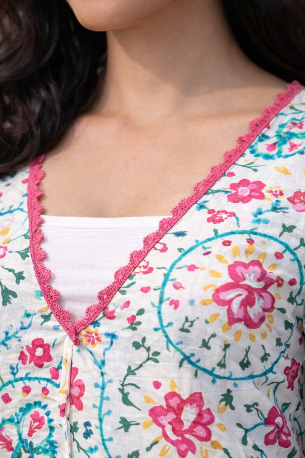 Women’s Floral Cotton Top – Soft Summer Wear | Handcrafted Floral Oversized Cotton Top