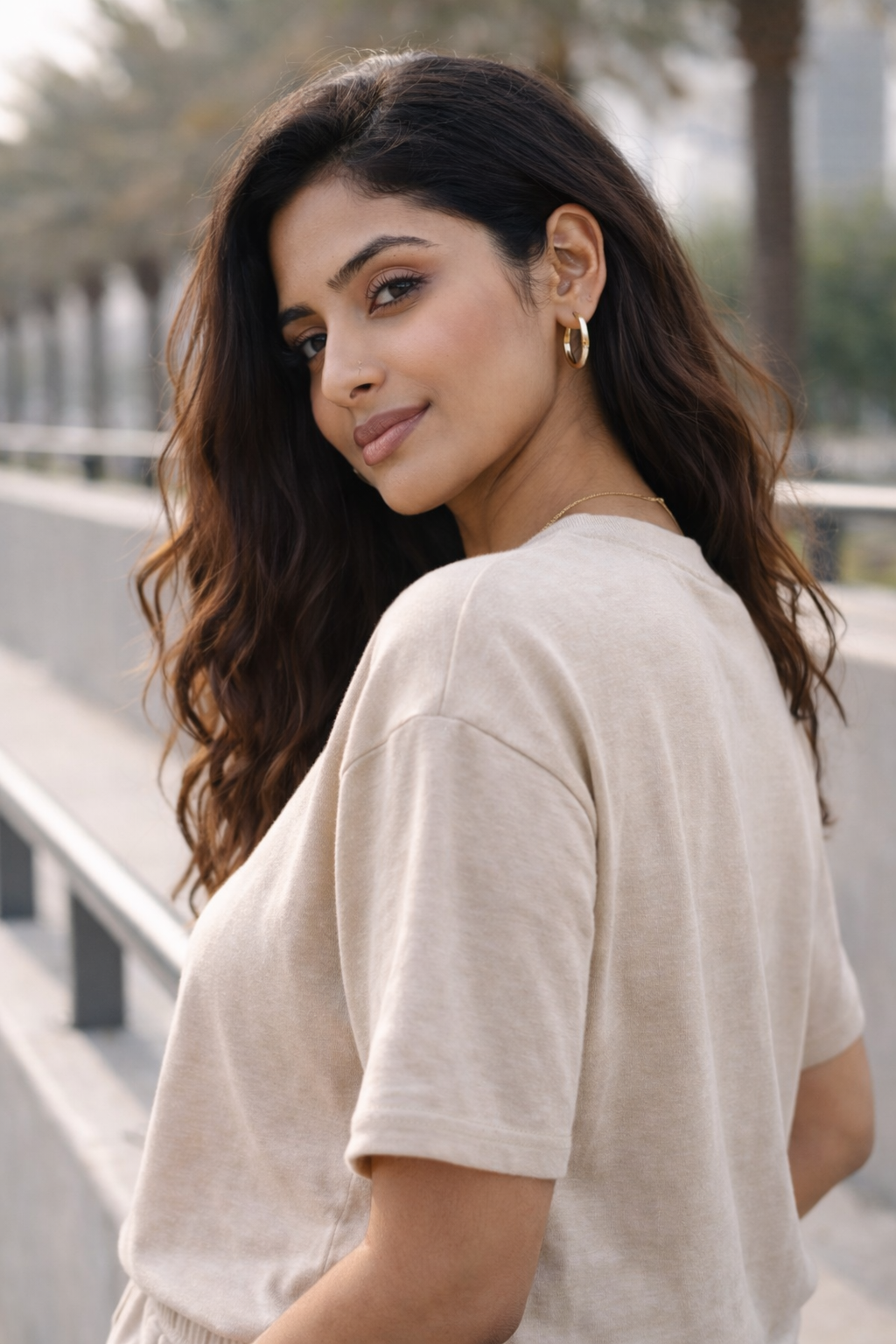 ComfortFlex Cotton Co-Ord Set for Women Relaxed Fit Summer Lounge Wear (Beige)