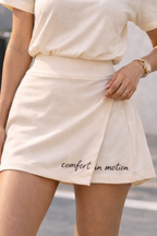 Cream Skort Co-Ord Set for Women | Premium Cotton Comfort Wear
