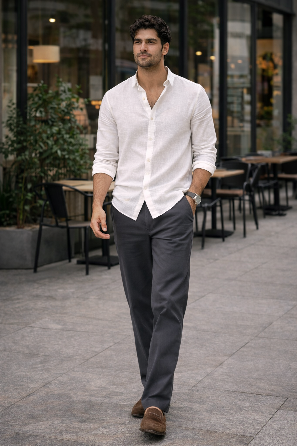 Charcoal Grey Relaxed Fit Chinos for Men – Premium Cotton Blend Casual Trousers