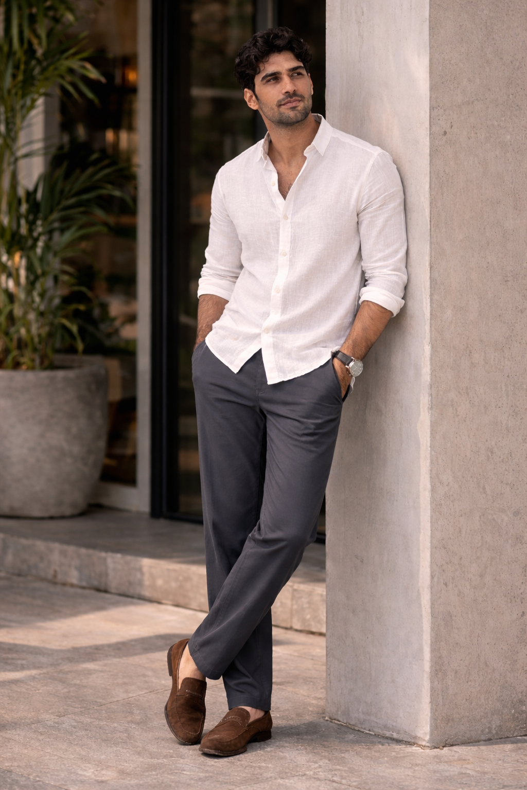 Charcoal Grey Relaxed Fit Chinos for Men – Premium Cotton Blend Casual Trousers