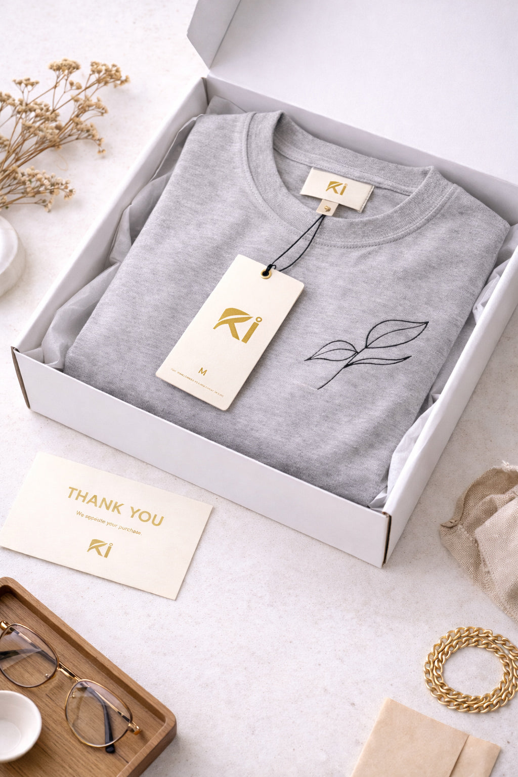 Comfort in Motion Unisex Oversized T-Shirt – Flow Leaf Minimal Design | Stone Grey