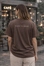 Mocha Brown Unisex Cotton T-Shirt with Minimal Leaf Graphic | Premium Oversized Fit Casual Wear Tee