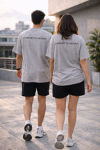 Comfort in Motion Unisex Oversized T-Shirt – Flow Leaf Minimal Design | Stone Grey