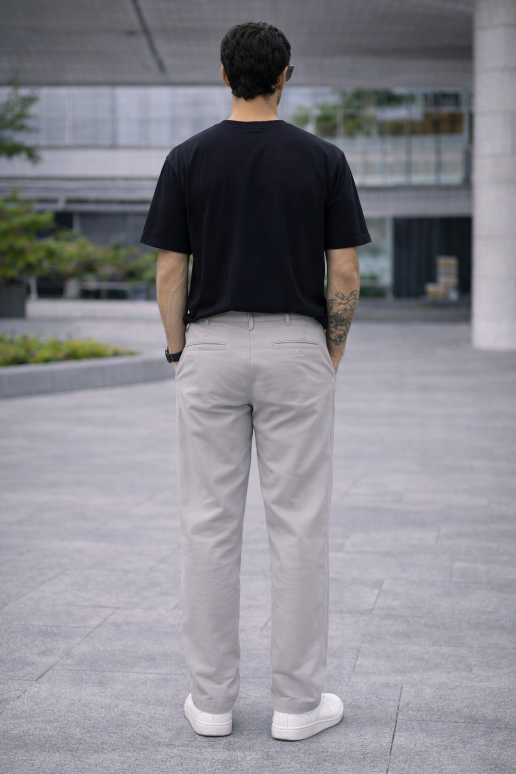 Men’s Light Grey Cotton Chinos – Relaxed Fit Everyday Trousers