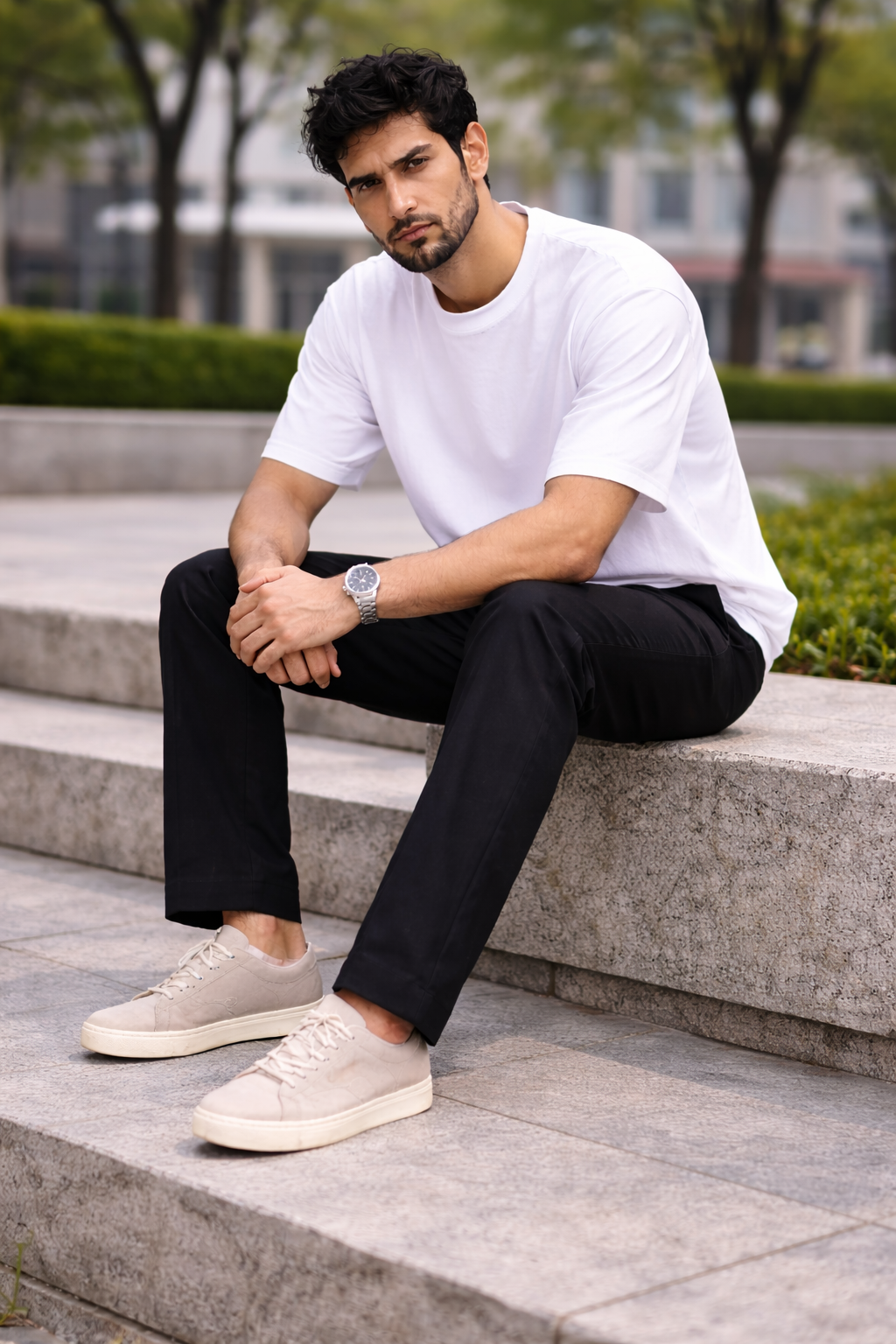 Black Smart Casual Chinos for Men | Cotton Blend Straight Fit Trousers