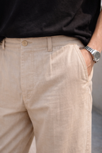 Beige Relaxed Fit Chinos for Men – Premium Cotton Blend Casual Trousers