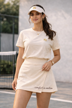 Cream Skort Co-Ord Set for Women | Premium Cotton Comfort Wear