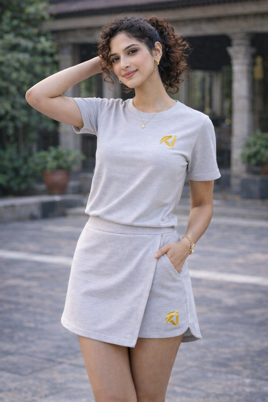 Soft Grey Skort Co-Ord Set for Women | Minimal Premium Cotton Wear