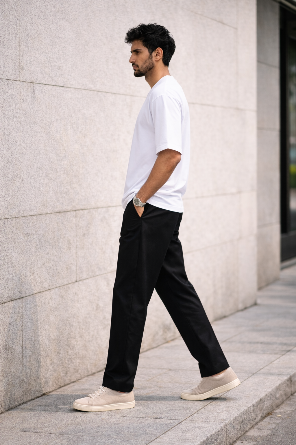 Black Smart Casual Chinos for Men | Cotton Blend Straight Fit Trousers