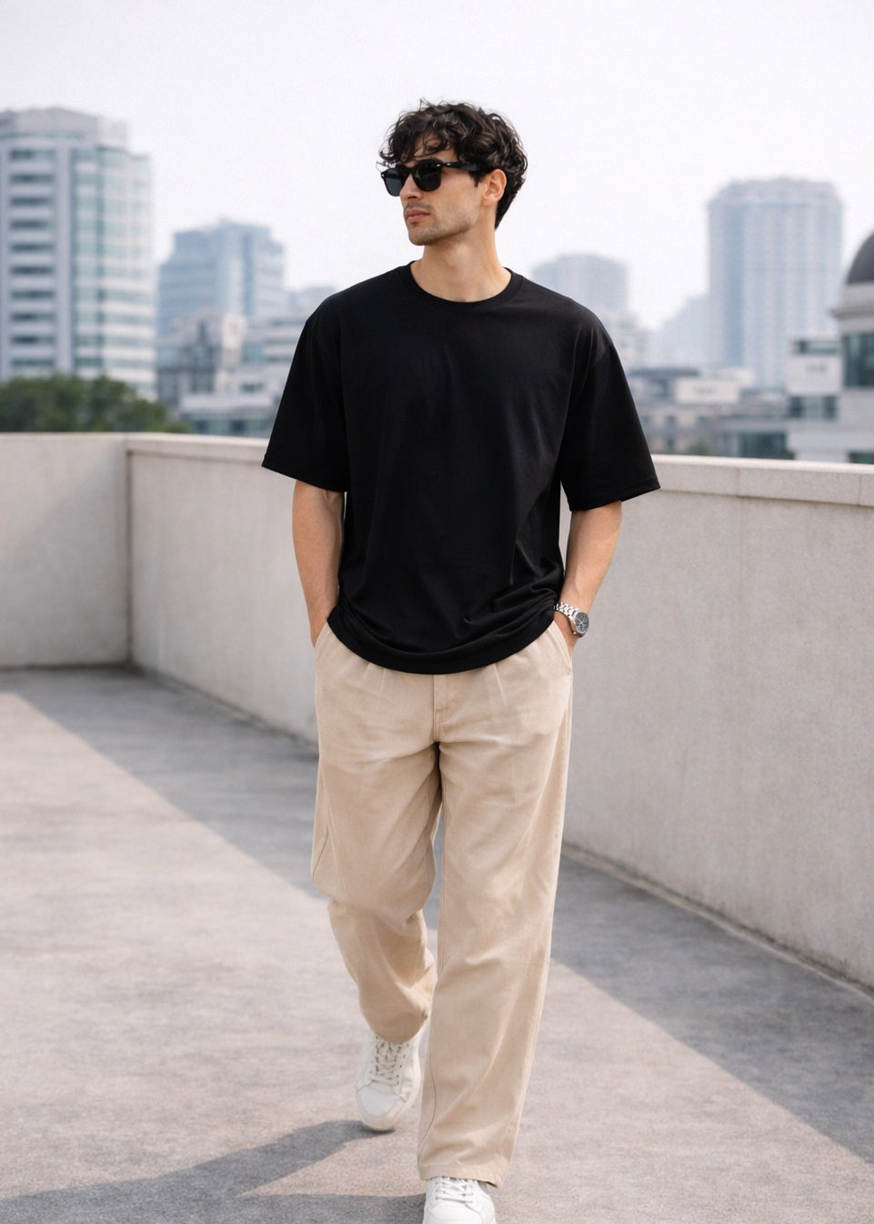 Beige Relaxed Fit Chinos for Men – Premium Cotton Blend Casual Trousers