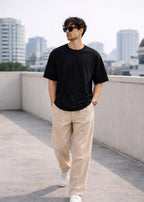 Beige Relaxed Fit Chinos for Men – Premium Cotton Blend Casual Trousers