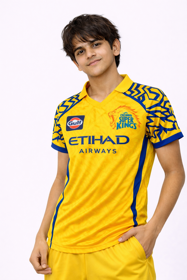 CSK Boys Jersey 2026 | Chennai Super Kings Kids Official Inspired Yellow IPL Cricket T-Shirt
