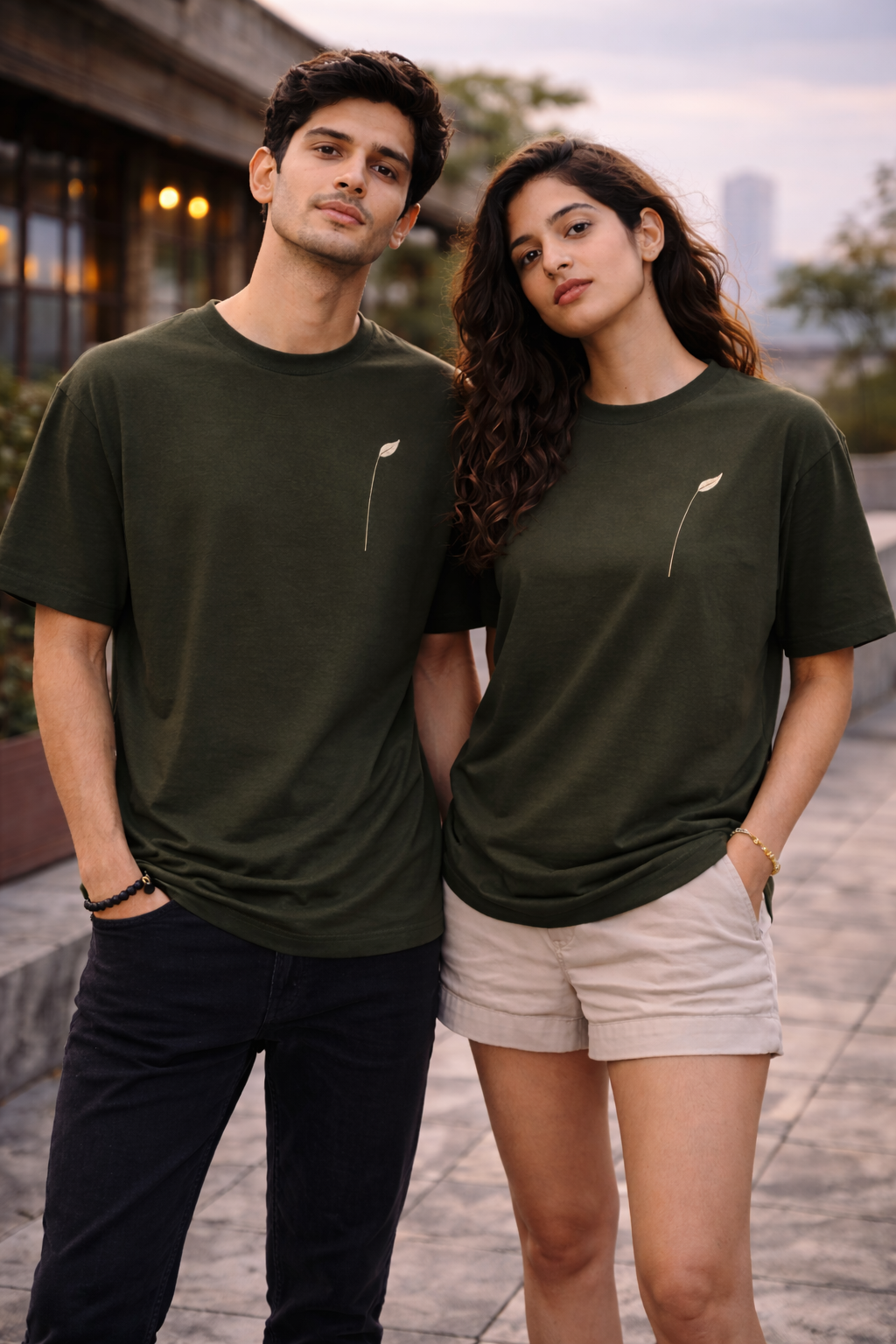 Motion Leaf Unisex Oversized T-Shirt – Dark Olive Green | Premium Cotton Streetwear Tee