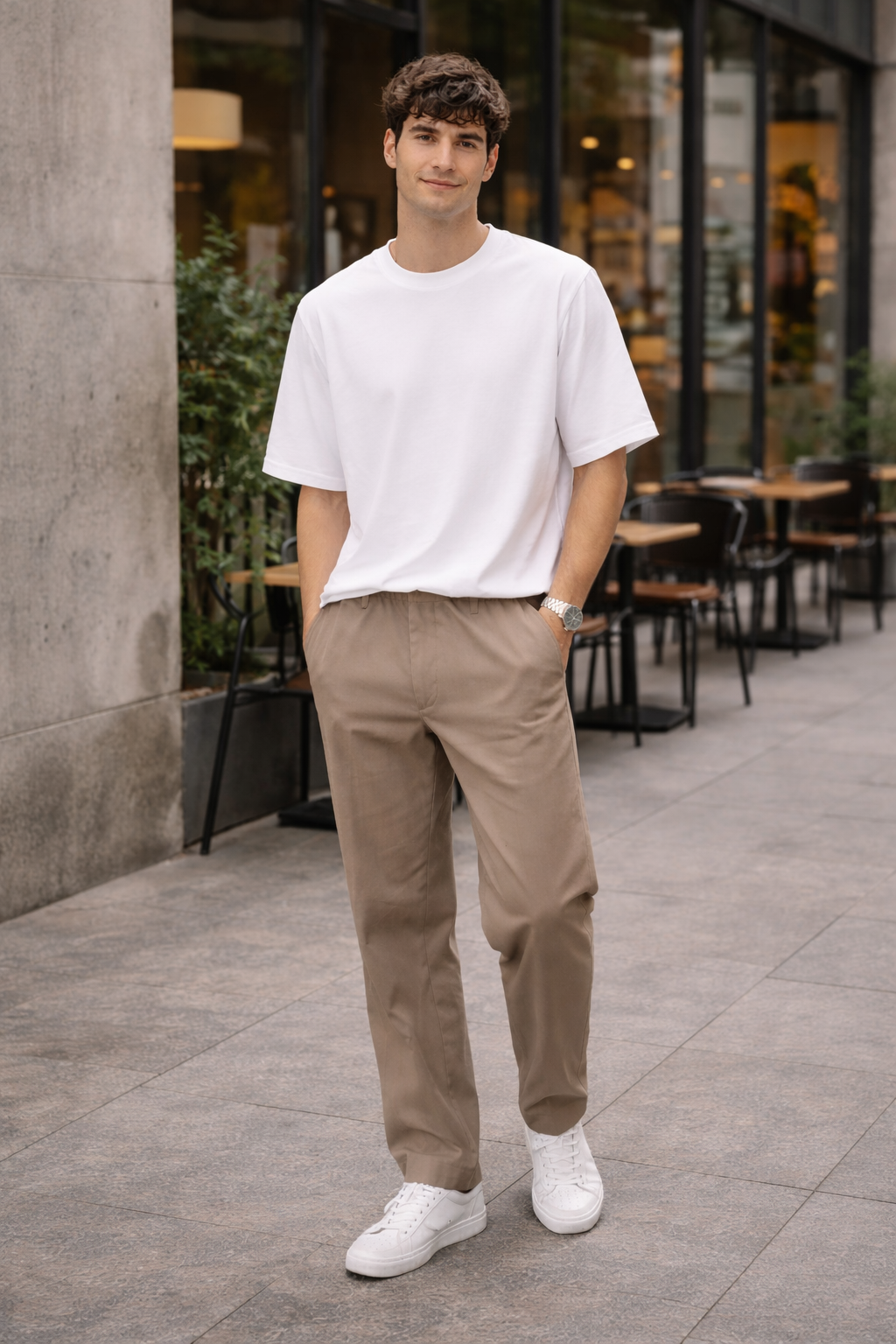 Taupe Relaxed Fit Chinos for Men – Premium Cotton Blend Casual Trousers