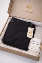 Black Smart Casual Chinos for Men | Cotton Blend Straight Fit Trousers