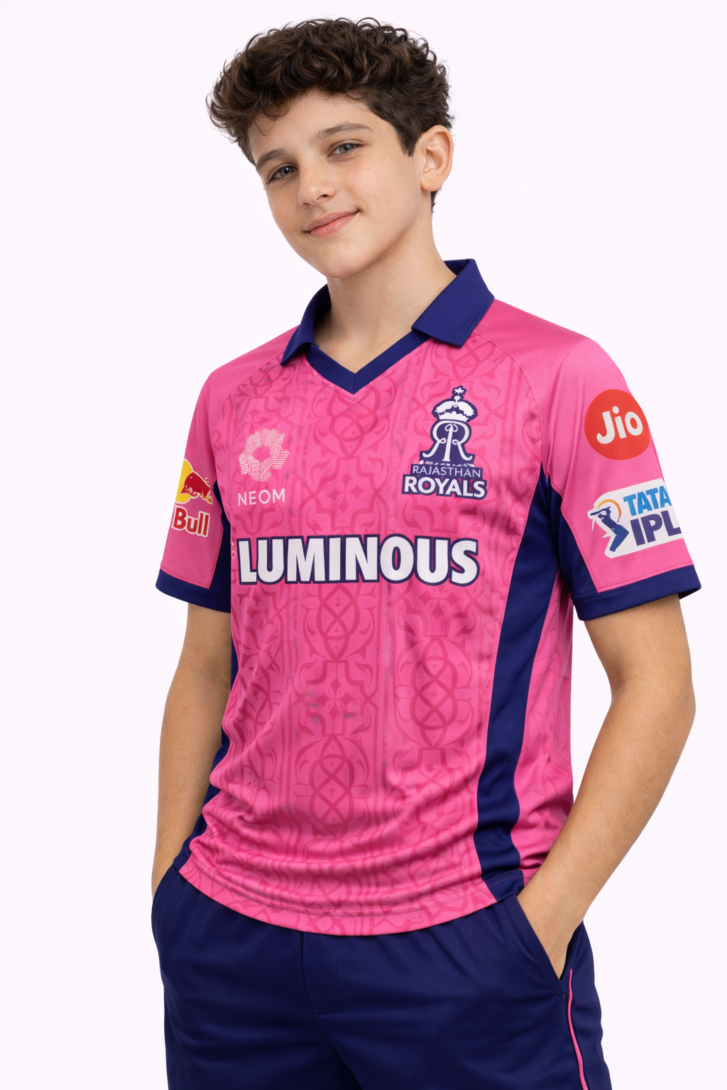 Boys RR Jersey 2026 | Rajasthan Royals Kids Official Inspired Pink Cricket T-Shirt