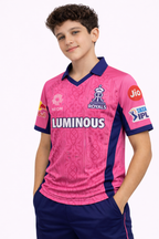 Boys RR Jersey 2026 | Rajasthan Royals Kids Official Inspired Pink Cricket T-Shirt