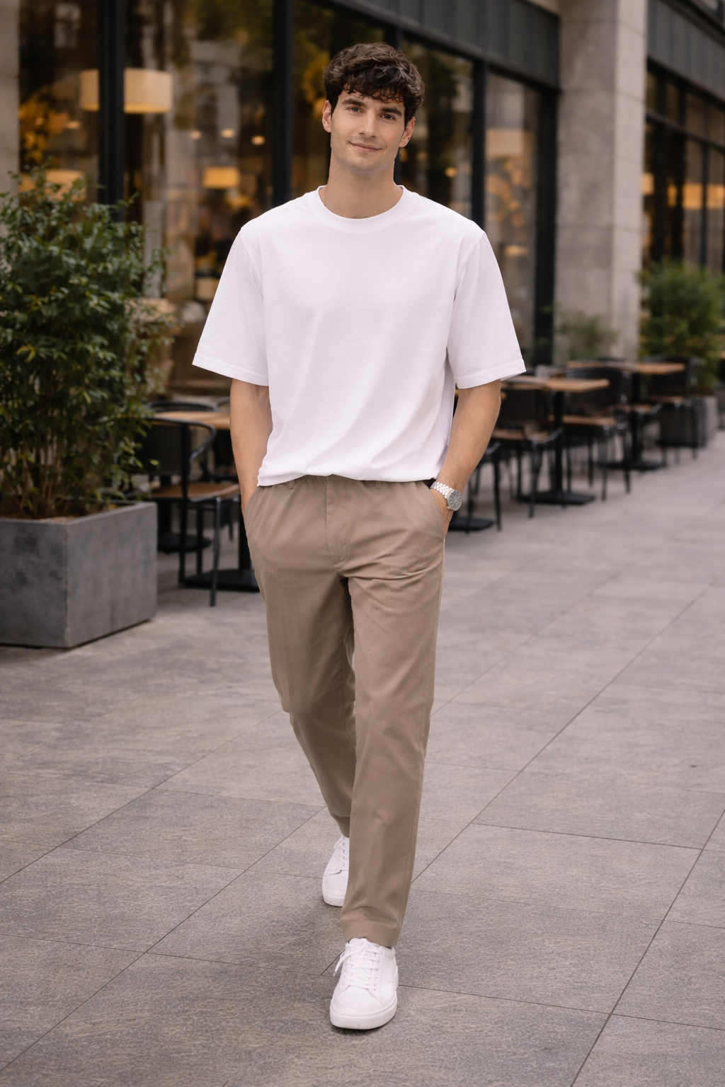Taupe Relaxed Fit Chinos for Men – Premium Cotton Blend Casual Trousers