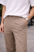Taupe Relaxed Fit Chinos for Men – Premium Cotton Blend Casual Trousers