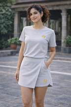 Soft Grey Skort Co-Ord Set for Women | Minimal Premium Cotton Wear