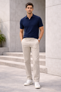 Stone Beige Relaxed Fit Chinos for Men – Premium Cotton Blend Casual Trousers