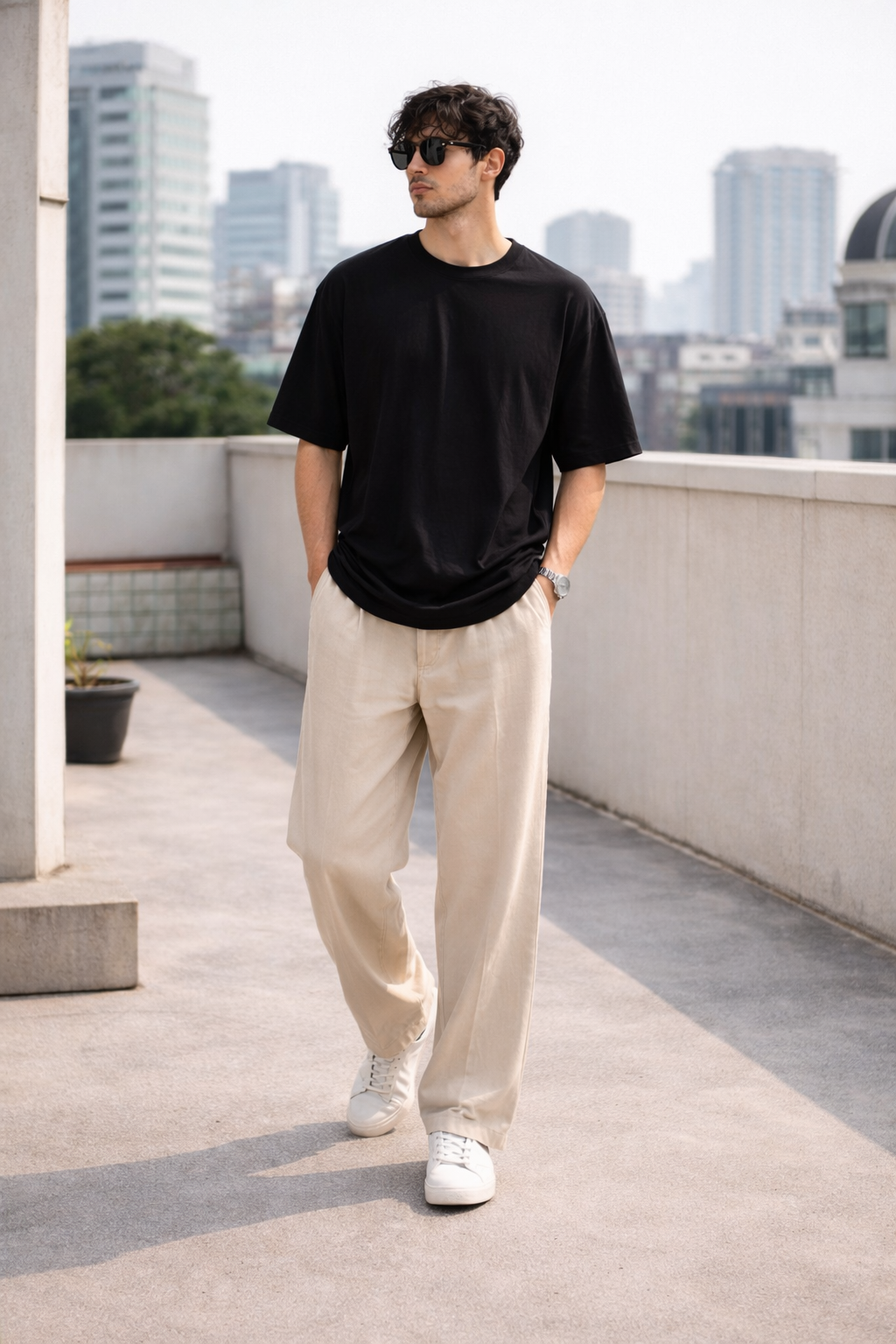 Beige Relaxed Fit Chinos for Men – Premium Cotton Blend Casual Trousers