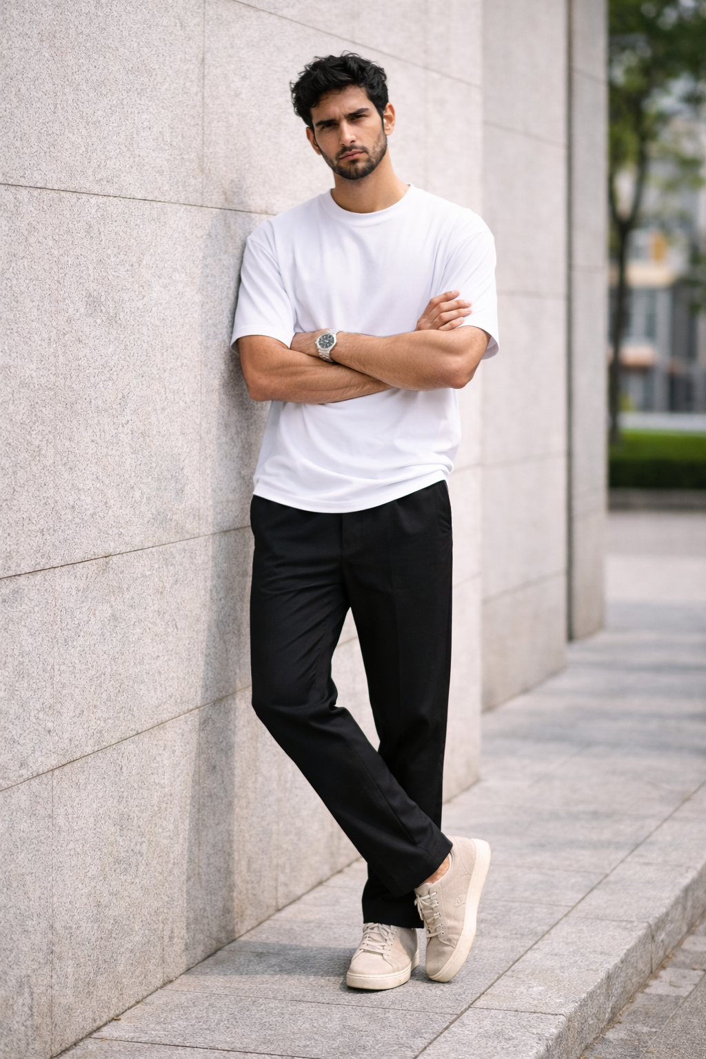 Black Smart Casual Chinos for Men | Cotton Blend Straight Fit Trousers